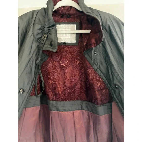 VTG Fleet Street Womens Long Trench Coat Gray Thermolite Paisley Lined Size 10 - Picture 9 of 16